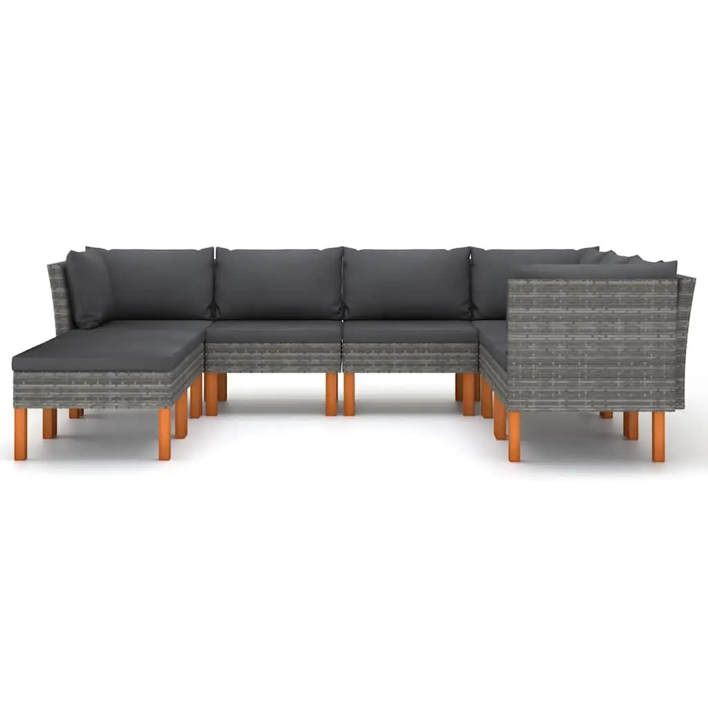 Garden Lounge Set 8 Piece Outdoor Patio Sofa PE Rattan Powder Coated Steel Frame Grey