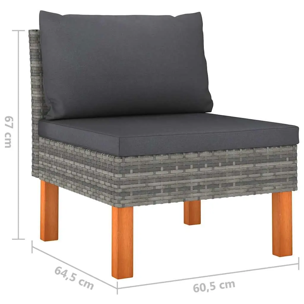 Garden Lounge Set 8 Piece Outdoor Patio Sofa PE Rattan Powder Coated Steel Frame Grey