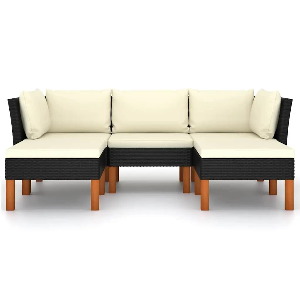 Garden Lounge Set PE Rattan Outdoor Sofa 5 Piece Black Patio Furniture
