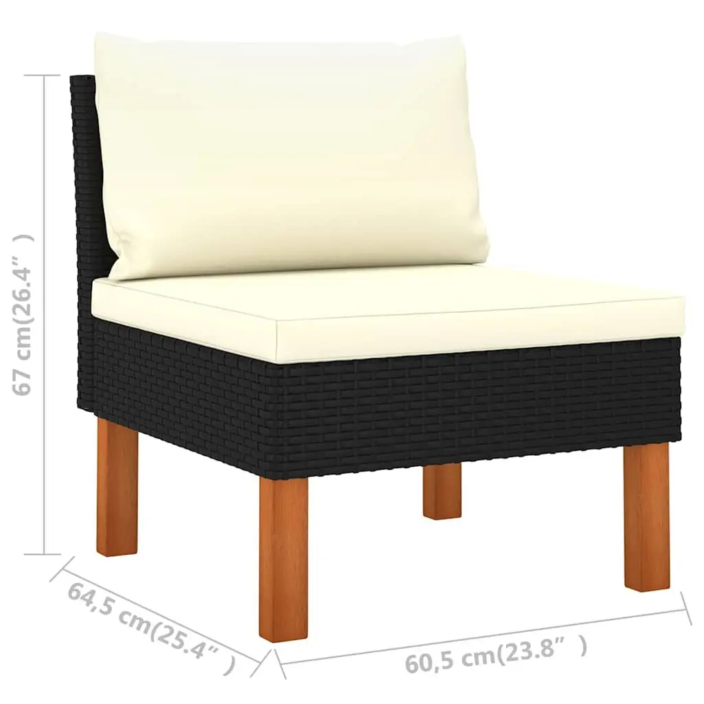 Garden Lounge Set PE Rattan Sofa with Cushions 6 Piece Black