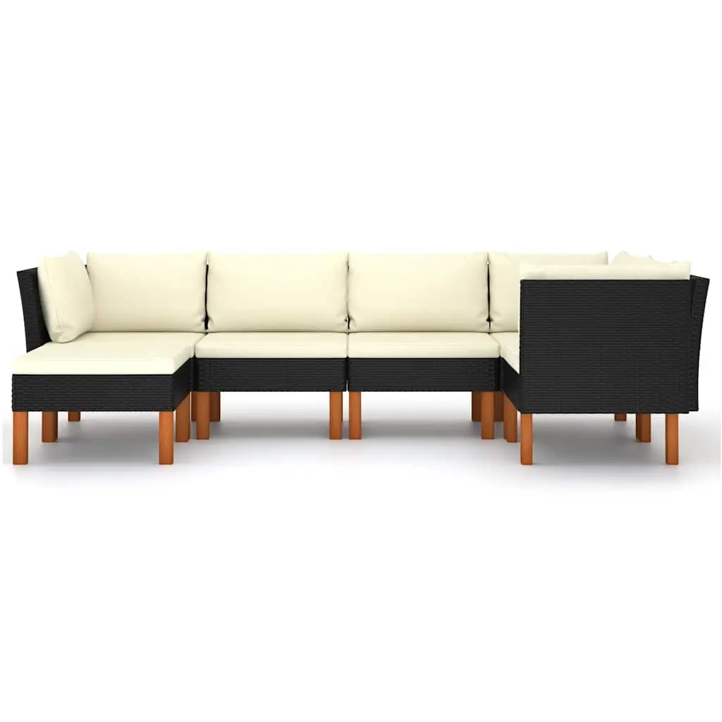 Garden Lounge Set PE Rattan Sofa with Cushions 6 Piece Black