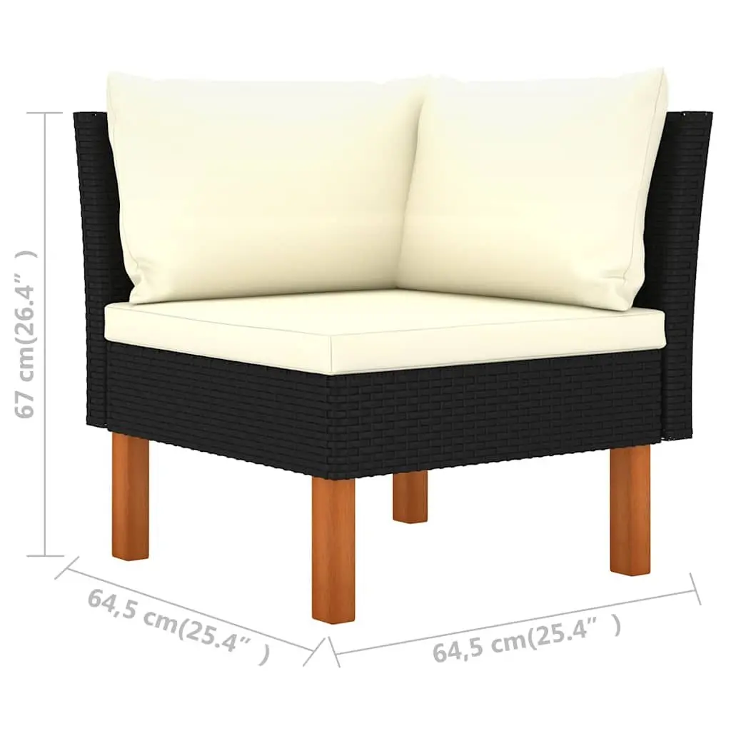 Garden Lounge Set PE Rattan Sofa with Cushions 6 Piece Black