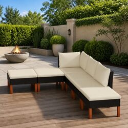 6-Piece Black Lounge Set for Outdoor Relaxation