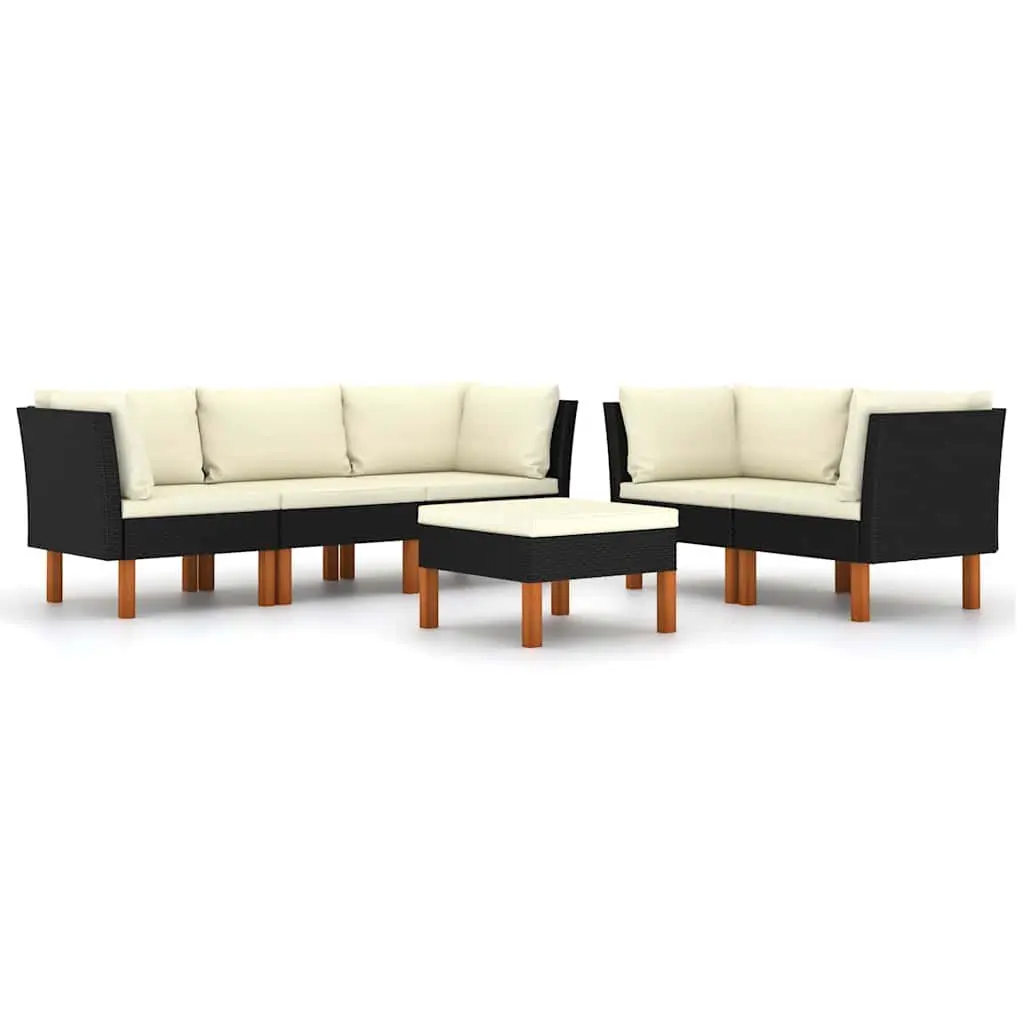 Garden Lounge Set Poly Rattan Sofa Outdoor Furniture 6 Piece Black