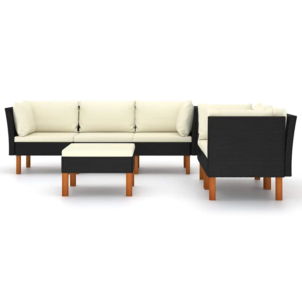 Garden Lounge Set Poly Rattan Sofa Outdoor Furniture 6 Piece Black