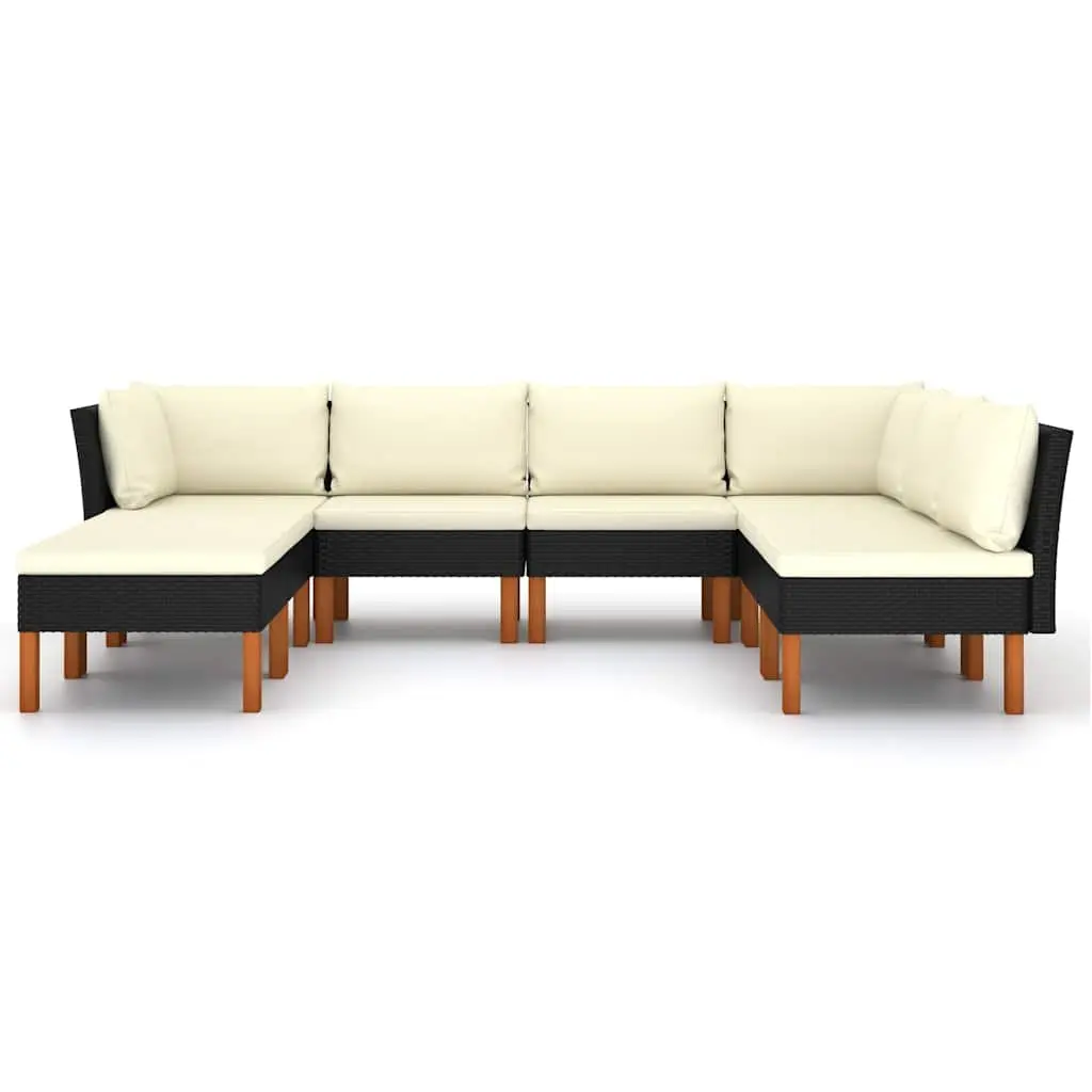 Garden Lounge Set 8 Piece Outdoor Furniture PE Rattan Powder-Coated Steel Frame Black