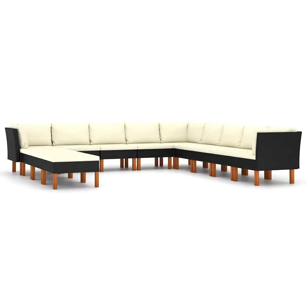Garden Lounge Set 12 Piece Outdoor Furniture Poly Rattan Sofa with Cushions