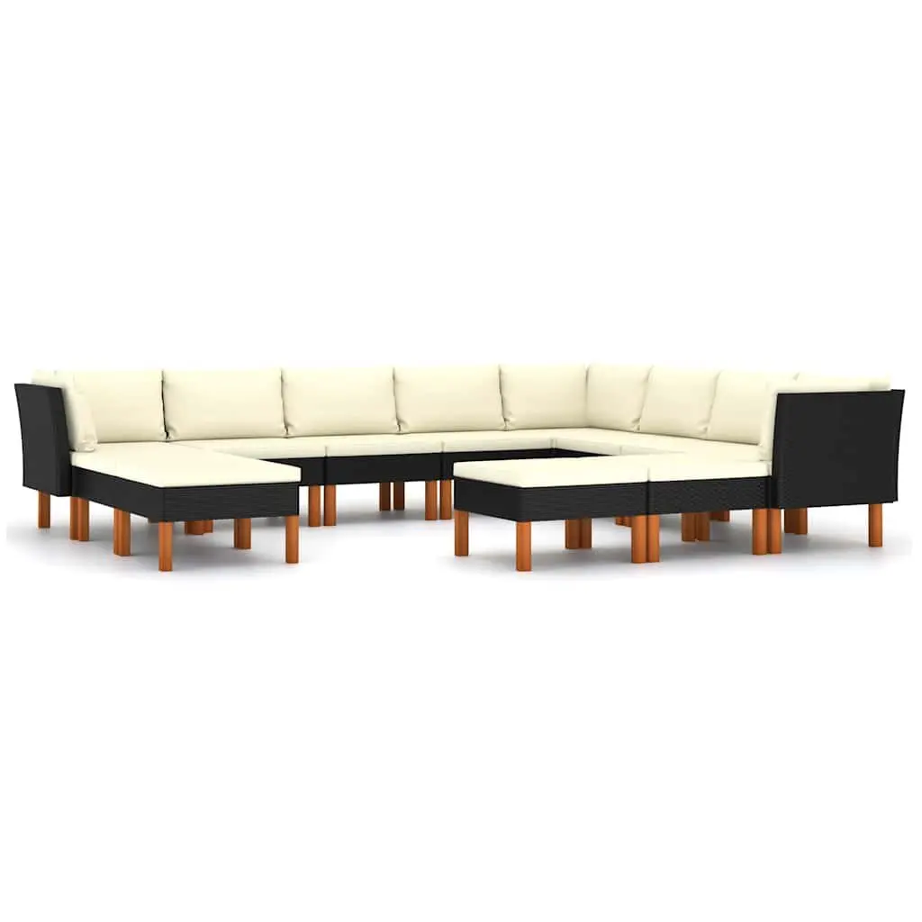 Garden Lounge Set Poly Rattan Outdoor Sofa 12 Piece Black
