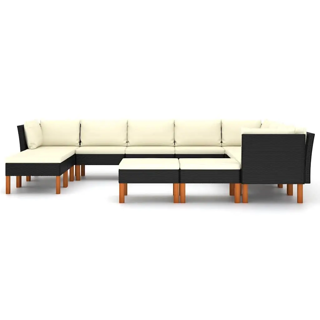 Garden Lounge Set Poly Rattan Outdoor Sofa 12 Piece Black