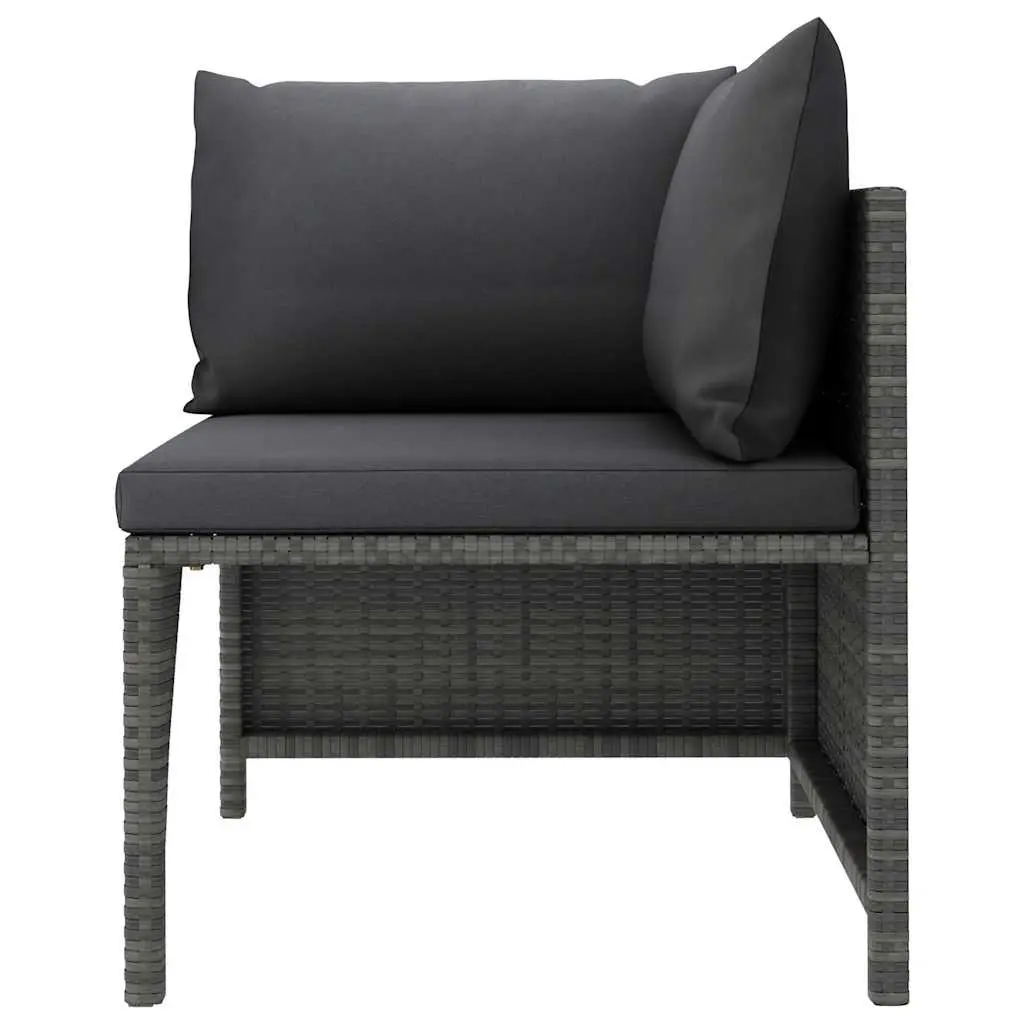 Outdoor Lounge Set 3 Piece Poly Rattan Grey with Cushions