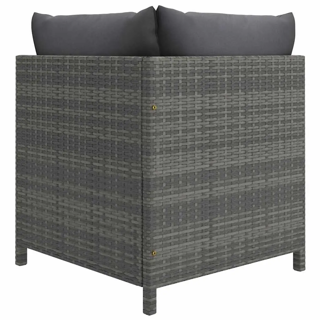 Outdoor Lounge Set 3 Piece Poly Rattan Grey with Cushions