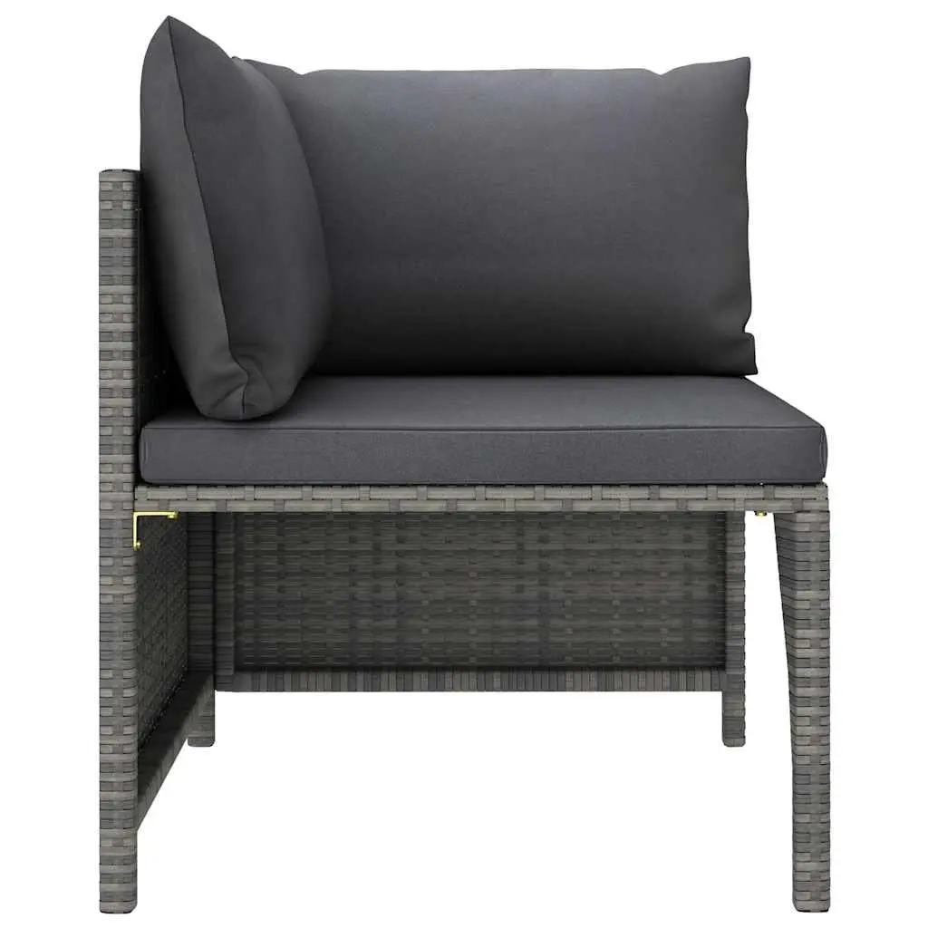Garden Lounge Set Poly Rattan 5 Piece Modular Grey Cushions