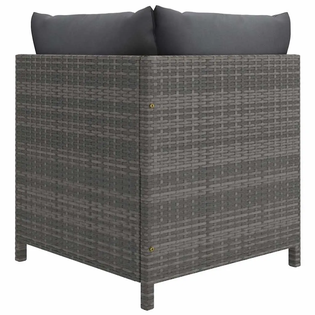 Garden Lounge Set Poly Rattan 5 Piece Modular Grey Cushions