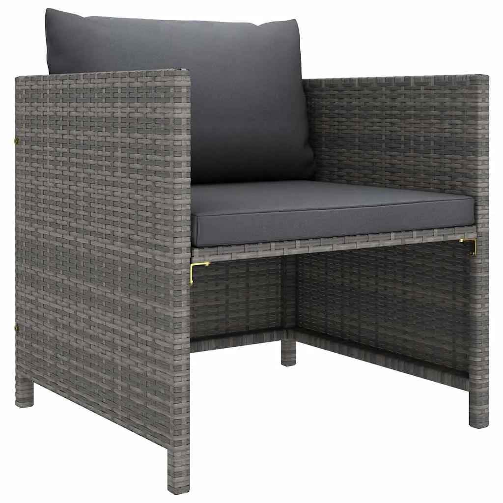 5 Piece Outdoor Furniture Set Modular Poly Rattan Garden Lounge with Grey Cushions and Powder Coated Steel Frame for Relaxation