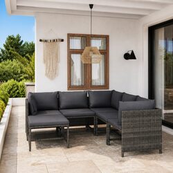 6 Piece Modular Grey Lounge Set for Your Backyard