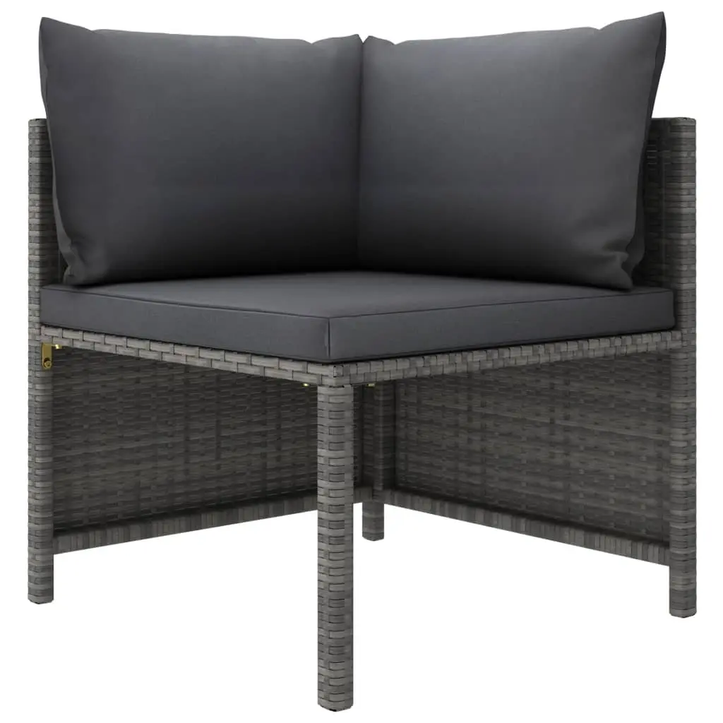 Garden Lounge Set 6 Piece Poly Rattan Outdoor Furniture Grey with Cushions