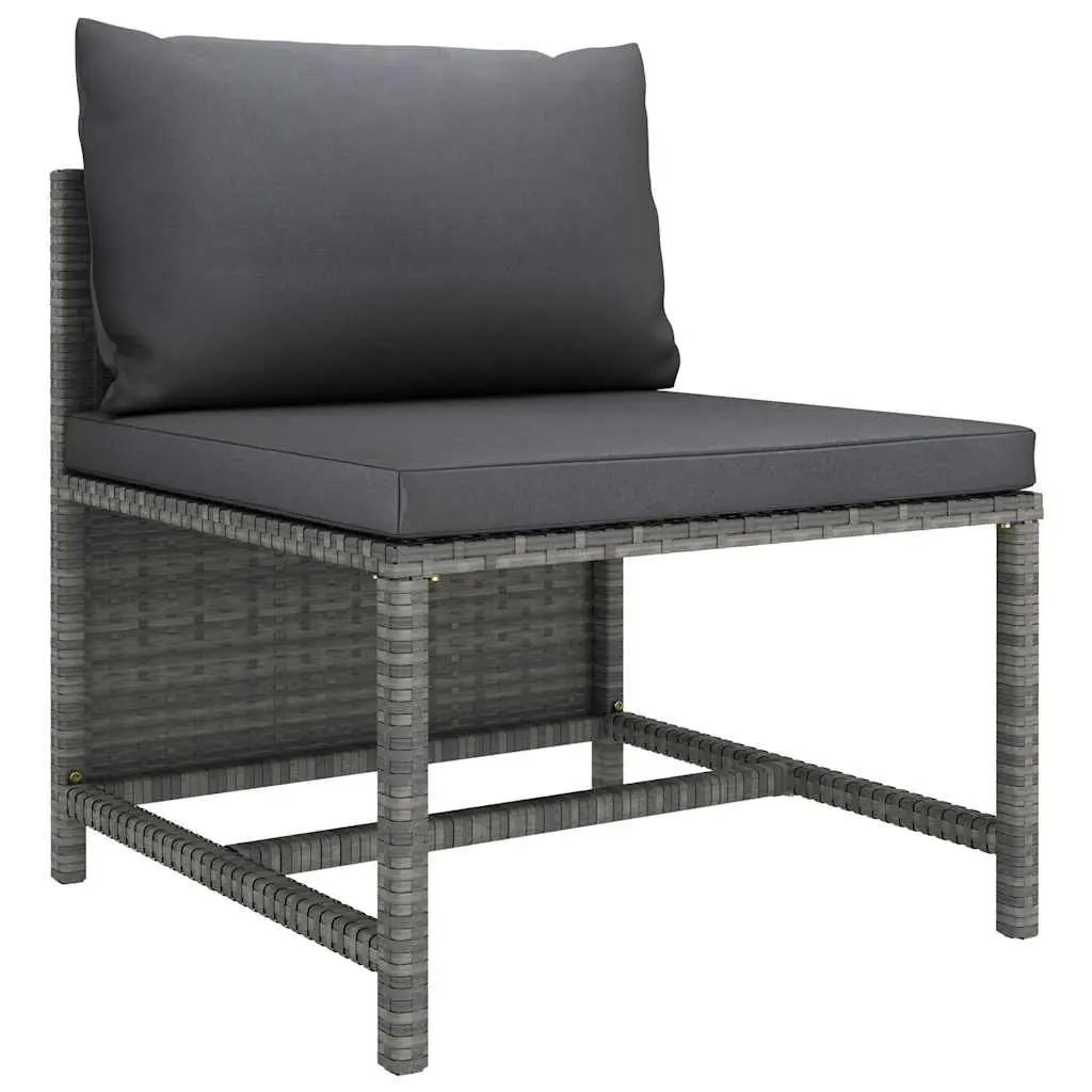 Poly Rattan Garden Lounge Set 8 Pieces Grey Outdoor Furniture with Cushions