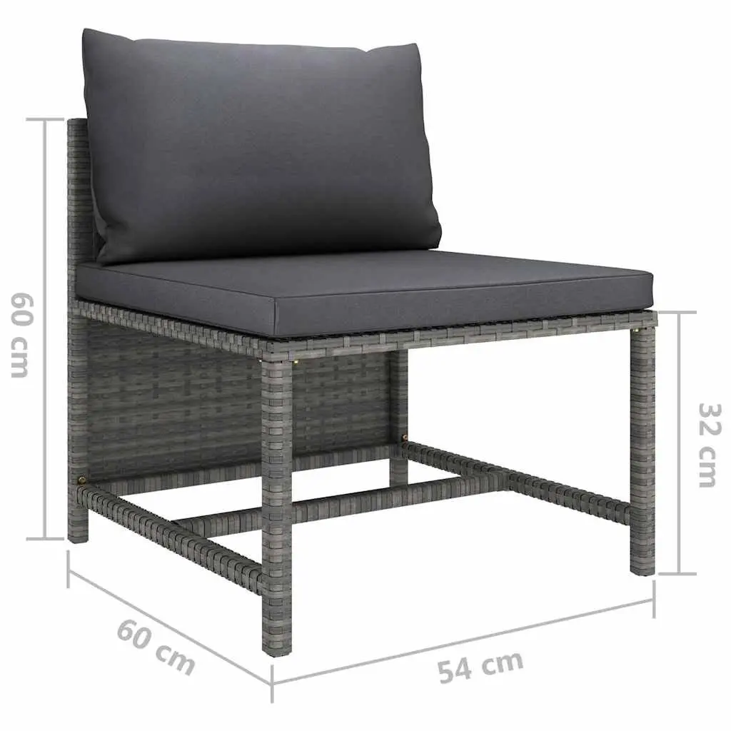 9PieceModularLoungeSetGreyPolyRattanFurniturewithCushionsOutdoorGarden