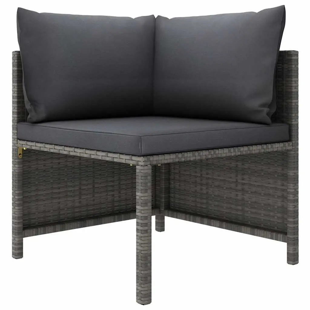 9PieceModularLoungeSetGreyPolyRattanFurniturewithCushionsOutdoorGarden