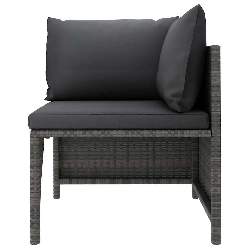 9PieceModularLoungeSetGreyPolyRattanFurniturewithCushionsOutdoorGarden