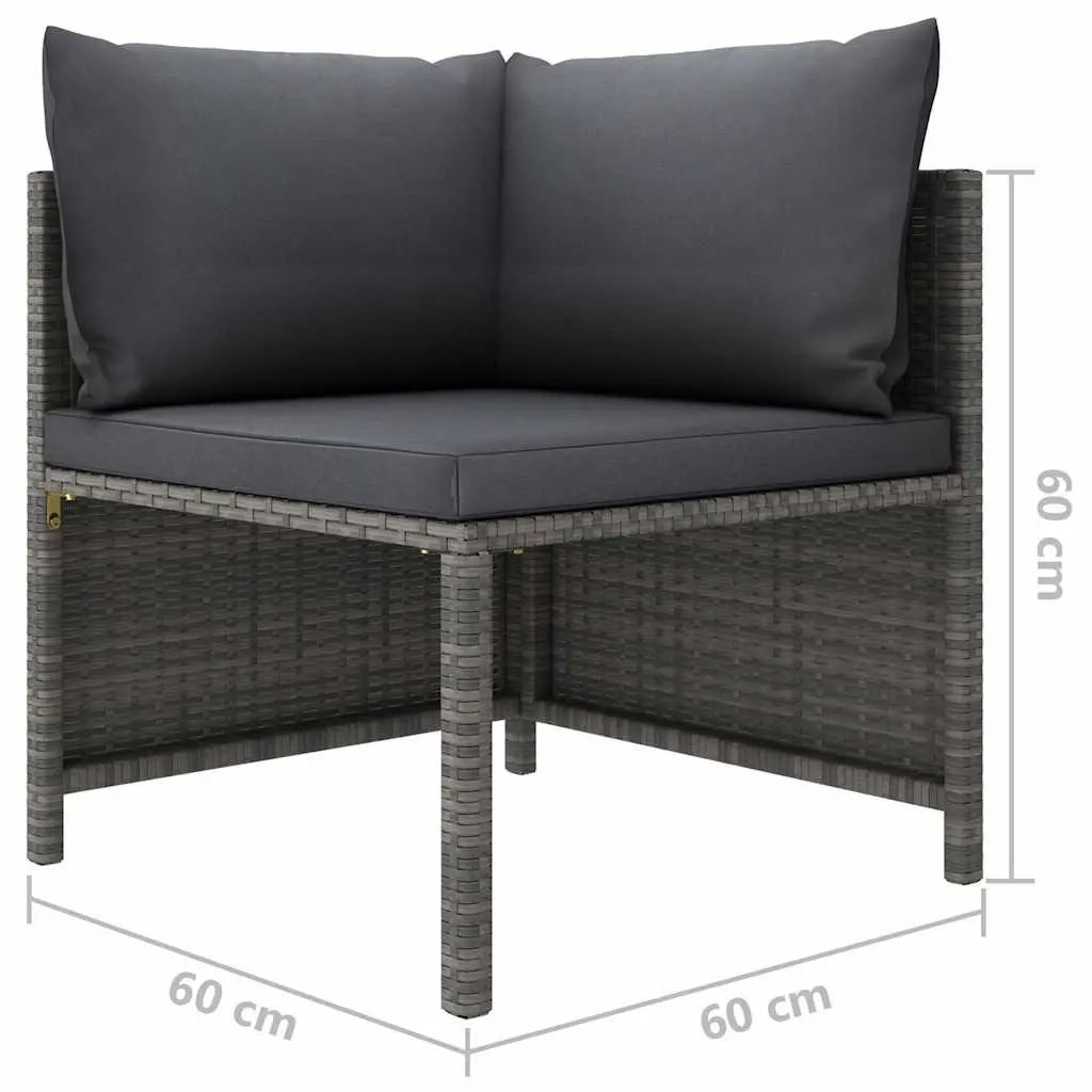 10 Piece Outdoor Lounge Set Modular Poly Rattan Furniture Grey with Thick Cushions