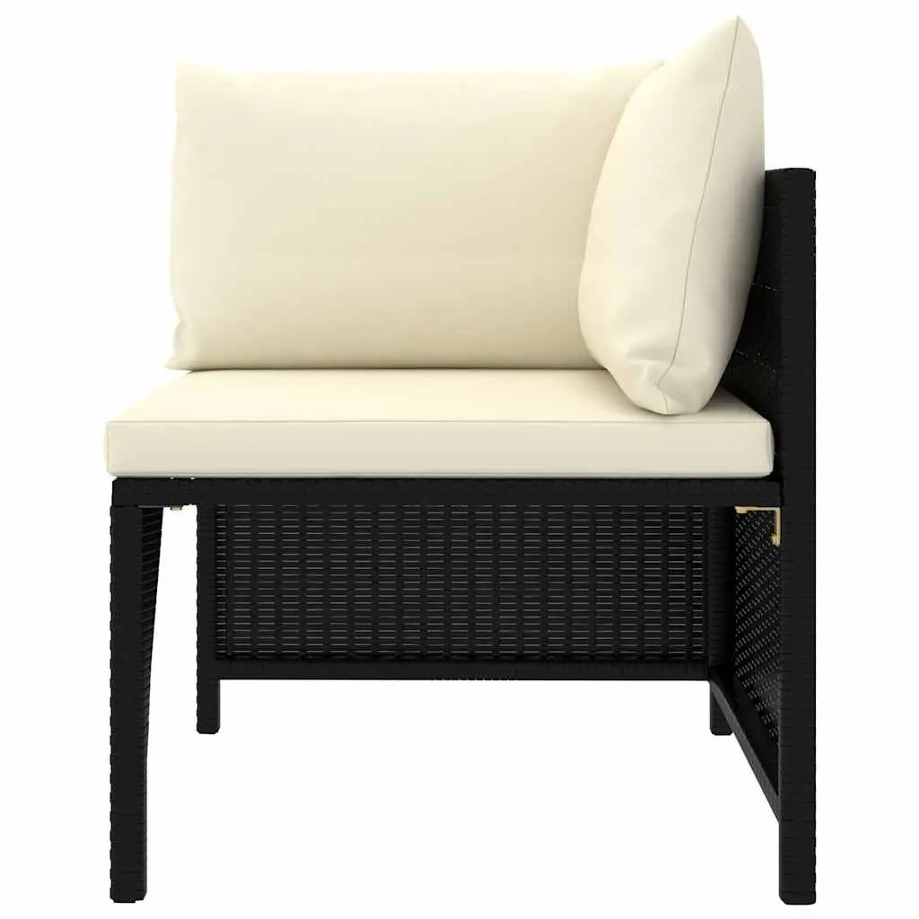 Outdoor Garden Lounge Set Poly Rattan Furniture 6 Piece Black