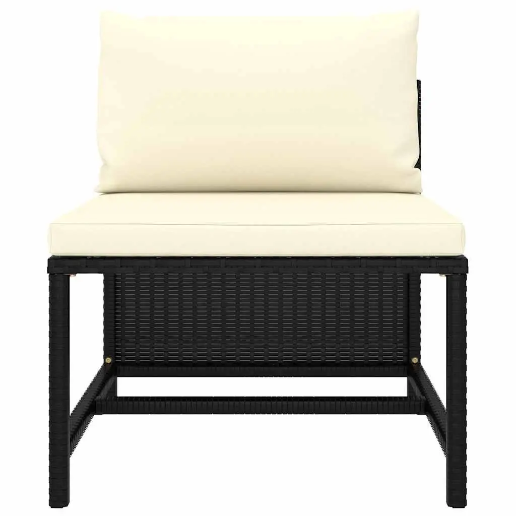 6 Piece Modular Black Outdoor Lounge Set Poly Rattan Furniture with Cushions
