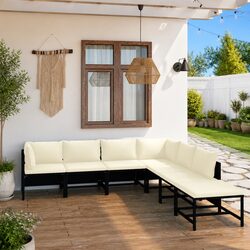 7 Piece Outdoor Garden Lounge Set with Cushions Poly Rattan Modular Furniture
