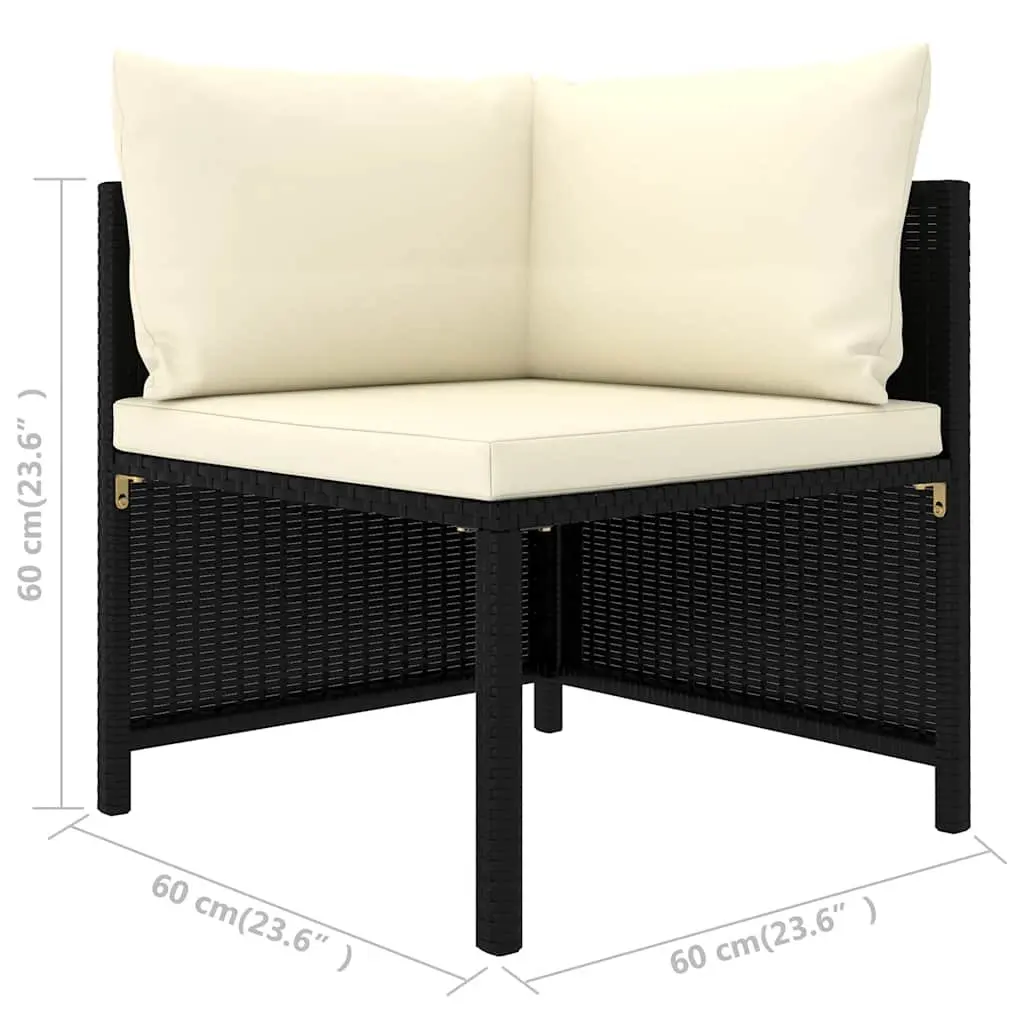 7 Piece Outdoor Lounge Set Poly Rattan Modular Furniture Black