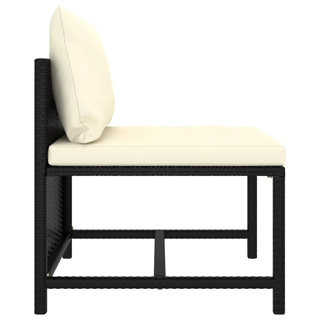 9 Piece Black Outdoor Lounge Set Poly Rattan Furniture with Cushion Covers and Powder Coated Steel Frame