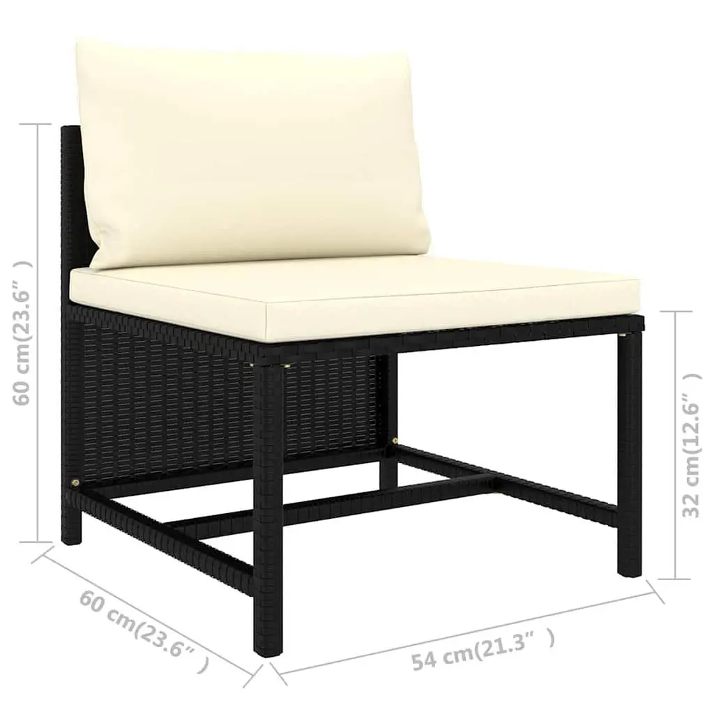 Garden Lounge Set Poly Rattan Black 9 Piece Outdoor Furniture Modular Patio