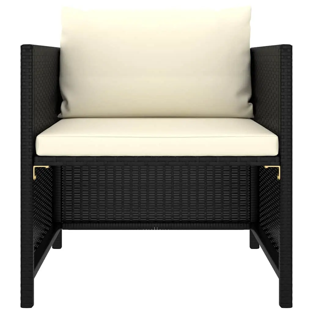 Garden Lounge Set Poly Rattan 12 Piece Outdoor Furniture Black with Cushions