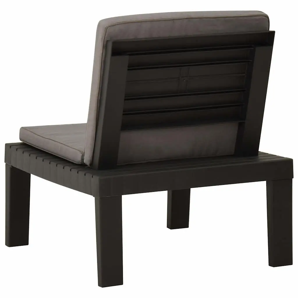 Outdoor Lounge Chairs Set of 2 Grey Plastic Garden Seating with Cushions