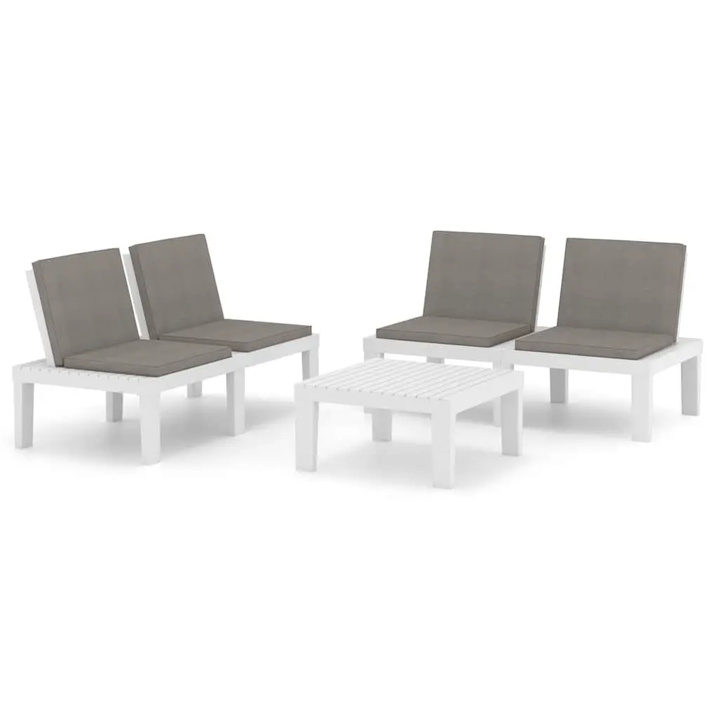3 Piece Garden Lounge Set Outdoor Furniture Patio Bench Table Cushions White