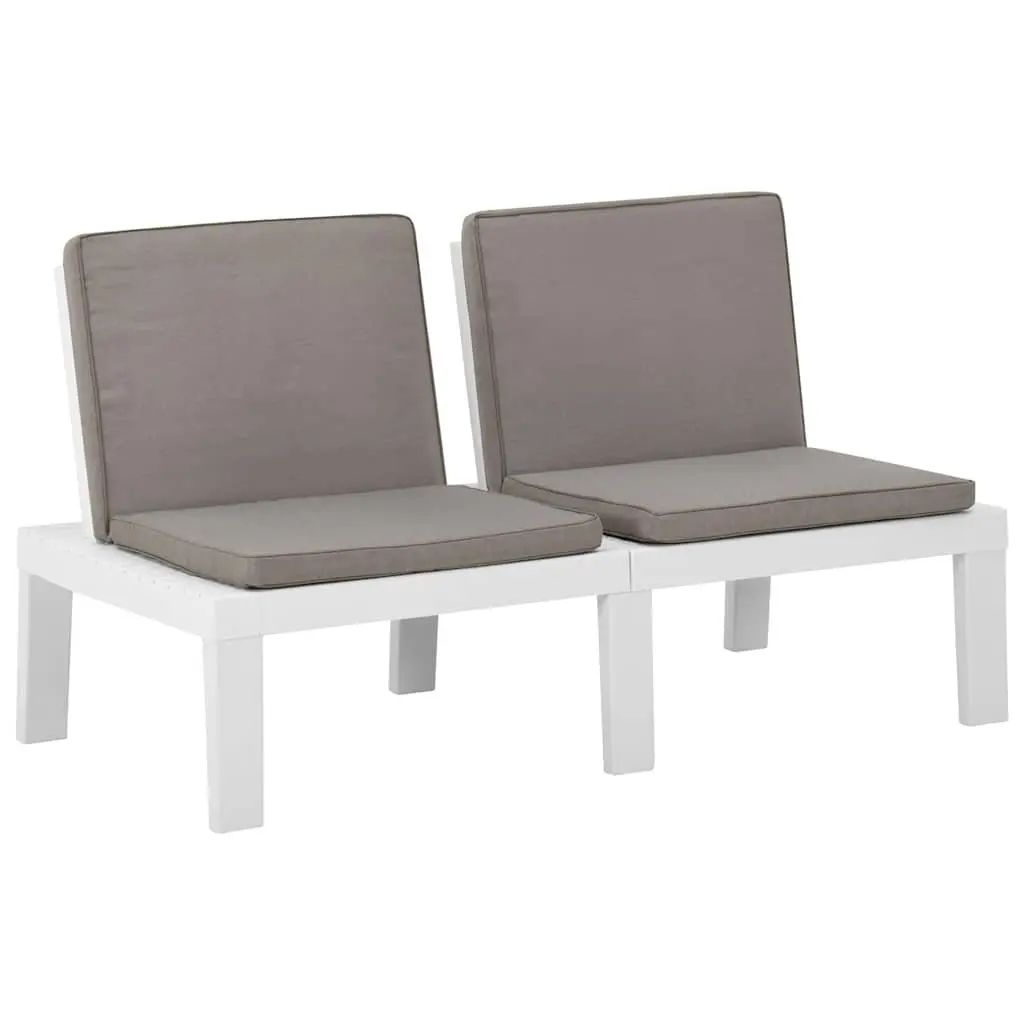 3 Piece Garden Lounge Set Outdoor Furniture Patio Bench Table Cushions White