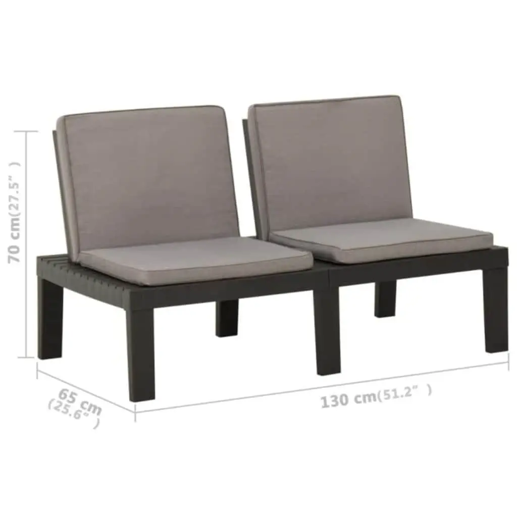 3 Piece Outdoor Lounge Set Grey with Cushions Table Bench Patio Furniture