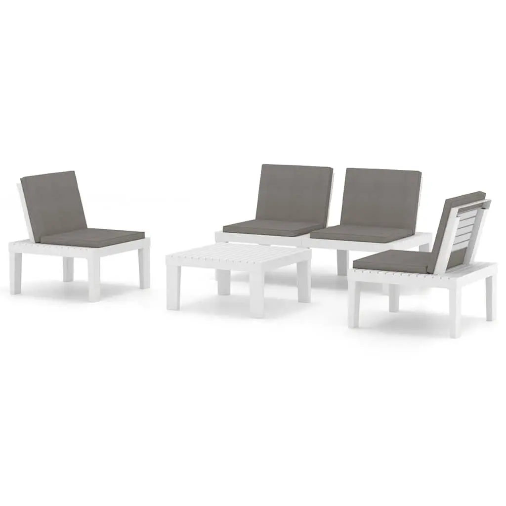 Garden Lounge Set 4 Piece Outdoor Furniture with Cushions Table White