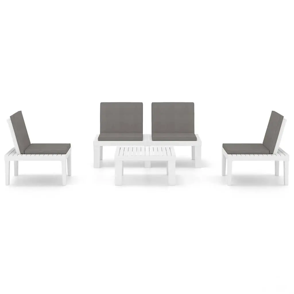 Garden Lounge Set 4 Piece Outdoor Furniture with Cushions Table White