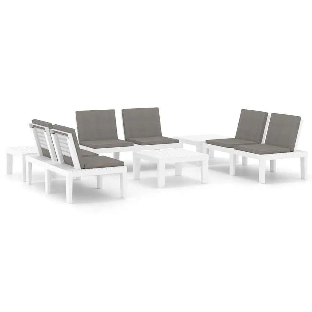 6 Piece Lounge Set Cushioned Seating Plastic White Patio Garden Furniture