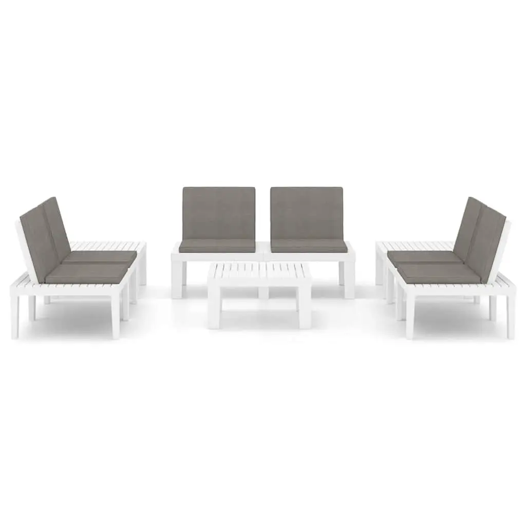 6 Piece Lounge Set Cushioned Seating Plastic White Patio Garden Furniture
