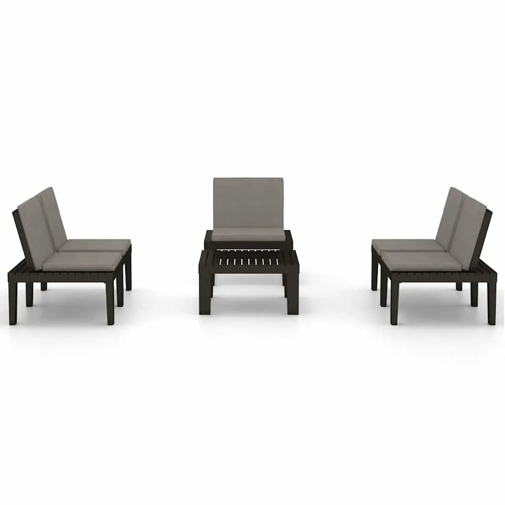 Garden Lounge Set Plastic 4 Piece Outdoor Furniture Grey