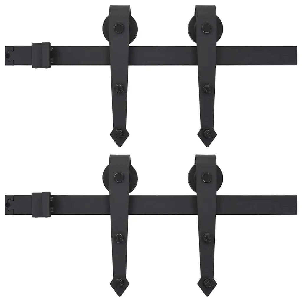 Sliding Door Hardware Kit Steel Track 200cm Black