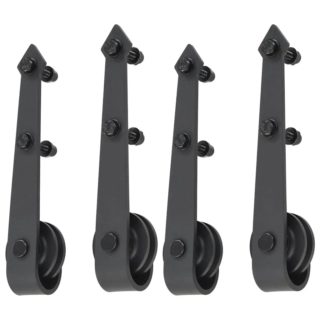 Sliding Door Hardware Kit Steel Track 200cm Black
