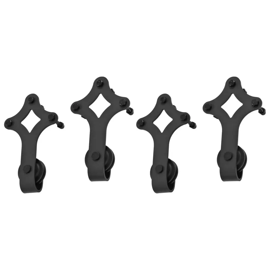 Sliding Door Hardware Kit Powder-coated Steel 200cm Black