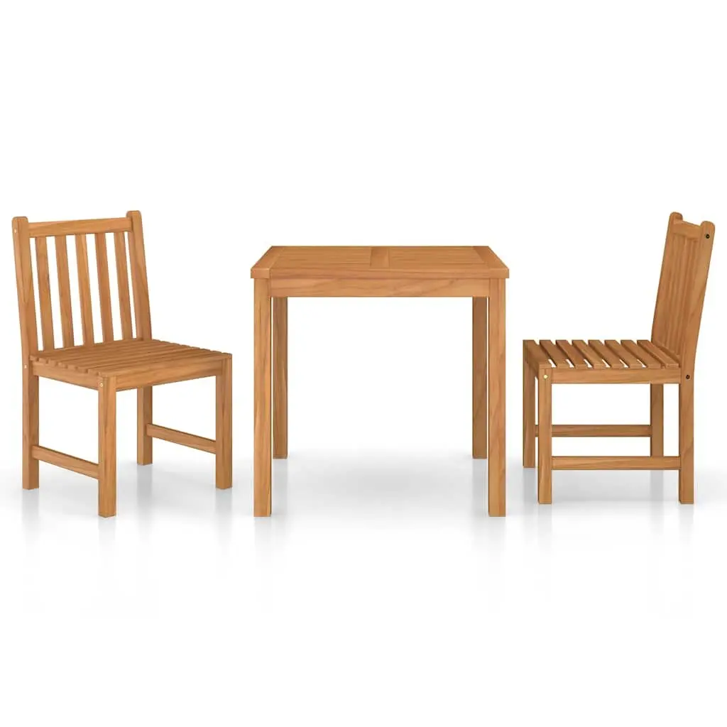 3 Piece Garden Dining Set Solid Teak Wood 80x80 cm Brown Outdoor Furniture Patio Table