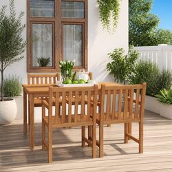 5-Piece Teak Dining Set for Outdoor Use