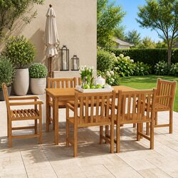 Functional 7 Piece Outdoor Dining Set in Solid Teak