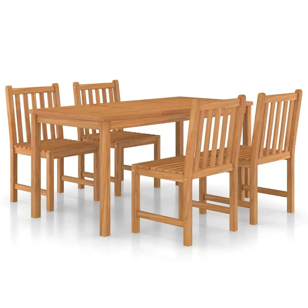Garden Dining Set 5 Piece Teak Wood Table Chairs Outdoor Patio Furniture Brown