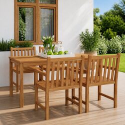 Garden Dining Set 5 Piece Outdoor Table Chairs Brown Solid Teak Wood 180x90cm