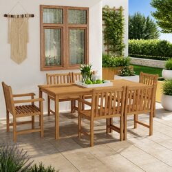 Practical 7 Piece Teak Dining Set for Home and Garden